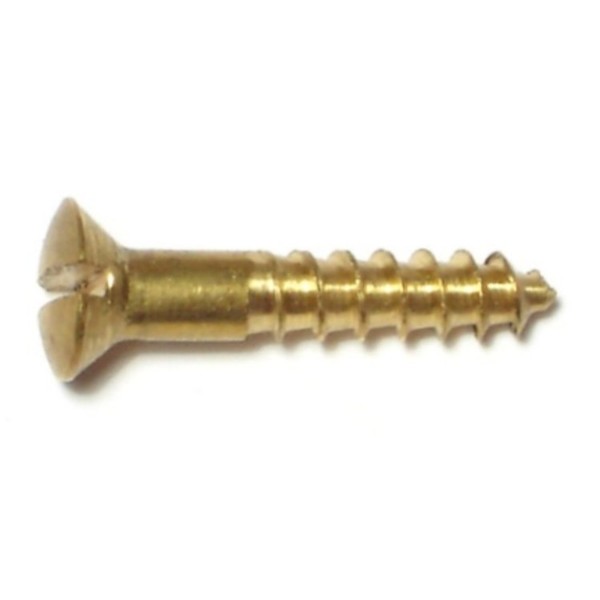 Midwest Fastener Wood Screw, #6, 3/4 in, Plain Brass Oval Head Slotted Drive, 48 PK 61646